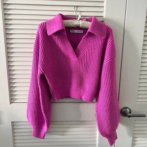 FUCHSIA KNIT SWEATER ZARA size S